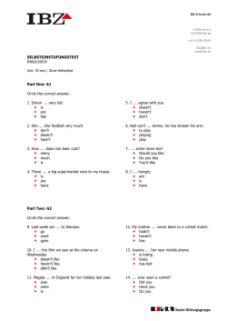 SELBSTEINSTUFUNGSTEST ENGLISCH Part One