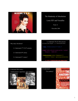 The Modernity of Absolutism: Louis XIV and Versailles