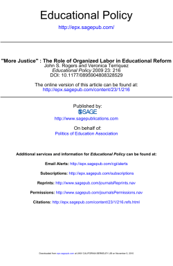 ``More Justice`` : The Role of Organized Labor in Educational Reform