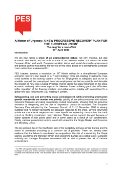 A Matter of Urgency: A NEW PROGRESSIVE RECOVERY PLAN