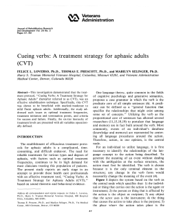 Cueing verbs : A treatment strategy for aphasic