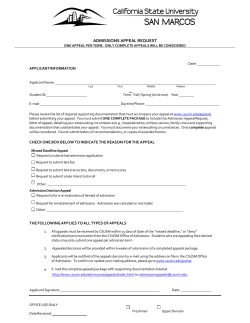CSUSM Admission Appeal Form