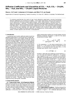 Diffusion Coefficients and Viscosities of CO2 + H2O, CO2 + CH3OH