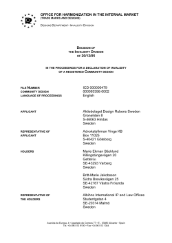 OFFICE FOR HARMONIZATION IN THE INTERNAL MARKET OF 20