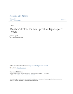 Montana`s Role in the Free Speech vs. Equal Speech Debate