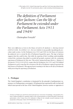 The definition of Parliament after Jackson