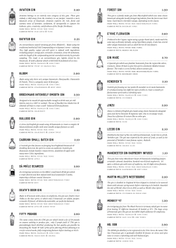 GIN MENU - The Blue Stoops