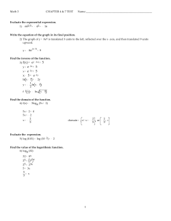 3) f(x) = ex - 5 = e - Pasadena City College
