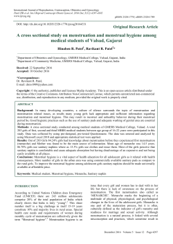 A cross sectional study on menstruation and menstrual hygiene