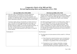 Comparative Matrix of 2009 and 2016 IRR of RA 9184