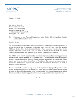 AICPA Comments on the Proposed Regulations under Section 263A