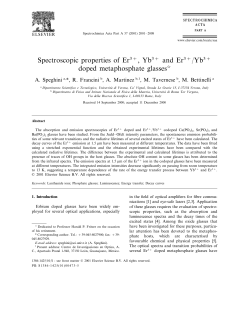 Spectroscopic properties of Er3+, Yb3+ and Er3+/Yb3+ doped
