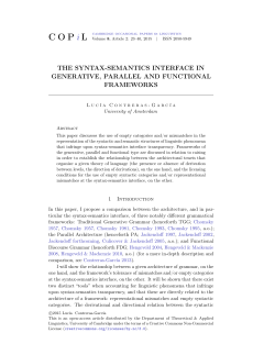 THE SYNTAX-SEMANTICS INTERFACE IN GENERATIVE