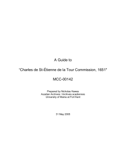 Charles de St-&Eacute;tienne de la Tour Commission, 1651" MCC