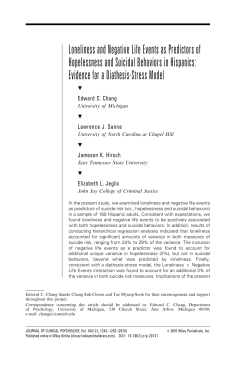 Loneliness and Negative Life Events as Predictors of