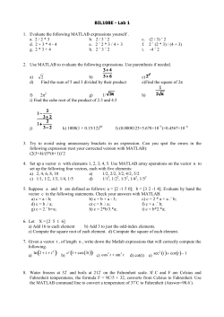 BIL108E - Lab 1 1. Evaluate the following MATLAB expressions