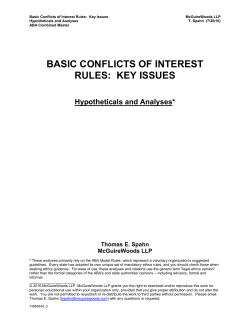 BASIC CONFLICTS OF INTEREST RULES: KEY ISSUES