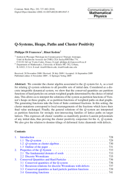 Q-Systems, Heaps, Paths and Cluster Positivity - IPhT