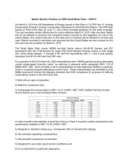 Baldor Electric Position on DOE Small Motor Rule