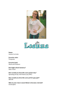 Name: Leanna Lorraine Favorite color: Turquoise Favorite food