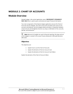 MODULE 2: CHART OF ACCOUNTS Module Overview
