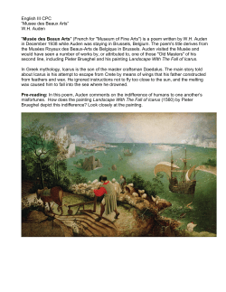 English III CPC &ldquo;Musee des Beaux Arts&rdquo; W.H. Auden "Mus&eacute;e des
