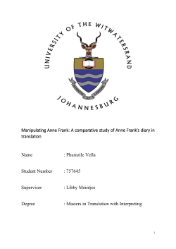 Manipulating Anne Frank: A comparative study of Anne Frank`s diary