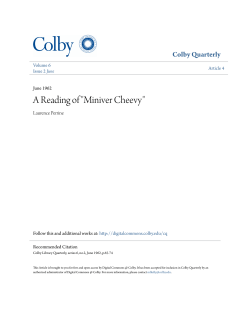 A Reading of "Miniver Cheevy"