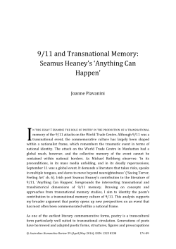 9/11 and Transnational Memory: Seamus Heaney`s `Anything Can