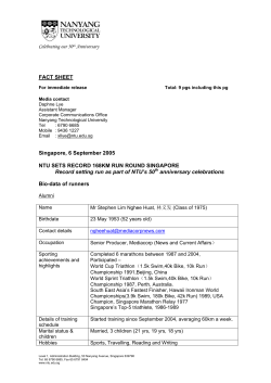 FACT SHEET Singapore, 6 September 2005 NTU SETS