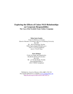 Exploring the Effects of Union&ndash;NGO Relationships on Corporate