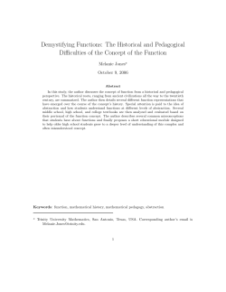 Demystifying Functions: The Historical and Pedagogical Difficulties
