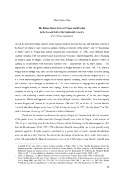 Marc Niubo, Prag The Italian Opera between Prague and