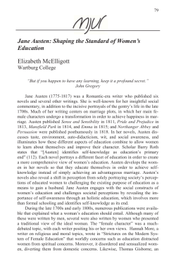 Jane Austen: Shaping the Standard of Women`s Education Elizabeth