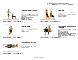 1: Quadriceps Stretch in Standing 2: Wall Slide 3: Step Ups Lateral 4