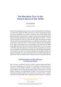 The Narrative Turn in the French Novel of the 1970s