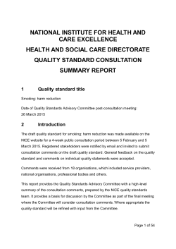 Smoking - harm reduction: consultation summary report