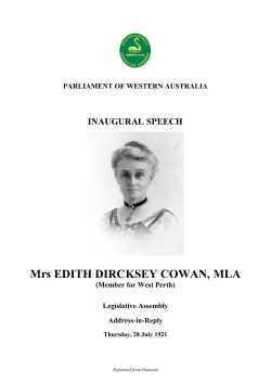 Cowan, Edith Dircksey, Inaugural Speech