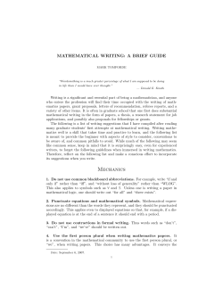 Mathematical Writing: A Brief Guide