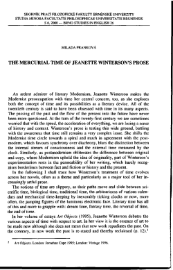 Milada Frankov&aacute;: The Mercurial Time of Jeanette Winterson`s Prose