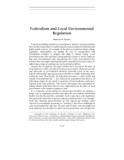 Federalism and Local Environmental Regulation