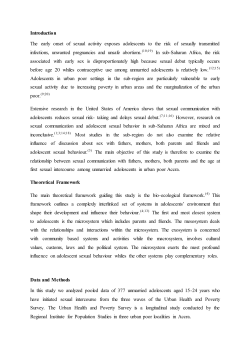 Introduction The early onset of sexual activity exposes adolescents