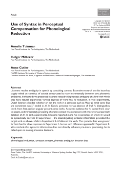 Use of Syntax in Perceptual Compensation for
