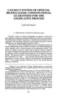 Canada`s System of Official Bilingualism: Constitutional Guarantees