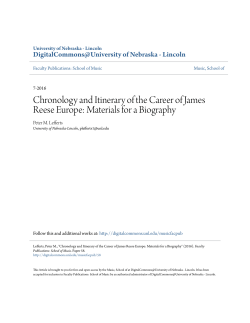 Chronology and Itinerary of the Career of James Reese Europe
