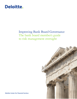 Improving Bank Board Governance: The bank