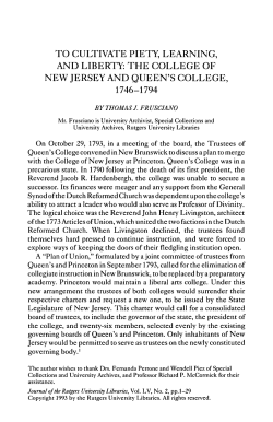 to cultivate piety, learning, and liberty: the college of new jersey and