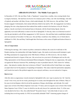 ABRAHAM LINCOLN &ndash; The Middle Years (part 3)
