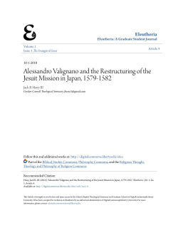 Alessandro Valignano and the Restructuring of the Jesuit Mission in