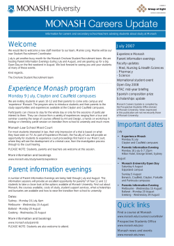 Experience Monash program Parent information evenings Quick links
